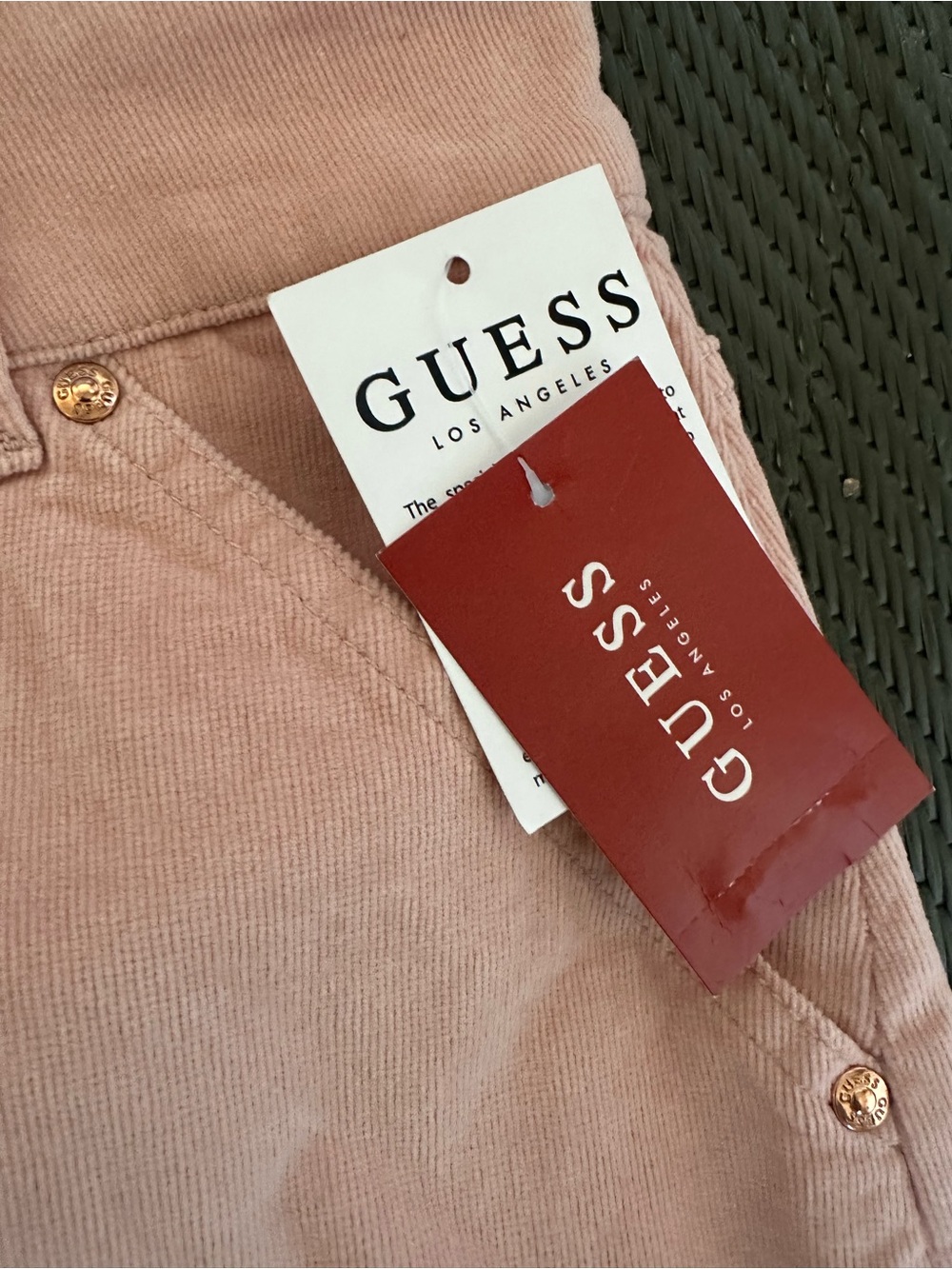 GUESS Blush Pink Micro Corduroy Mini Skirt Ring Zip Front NWT Size L